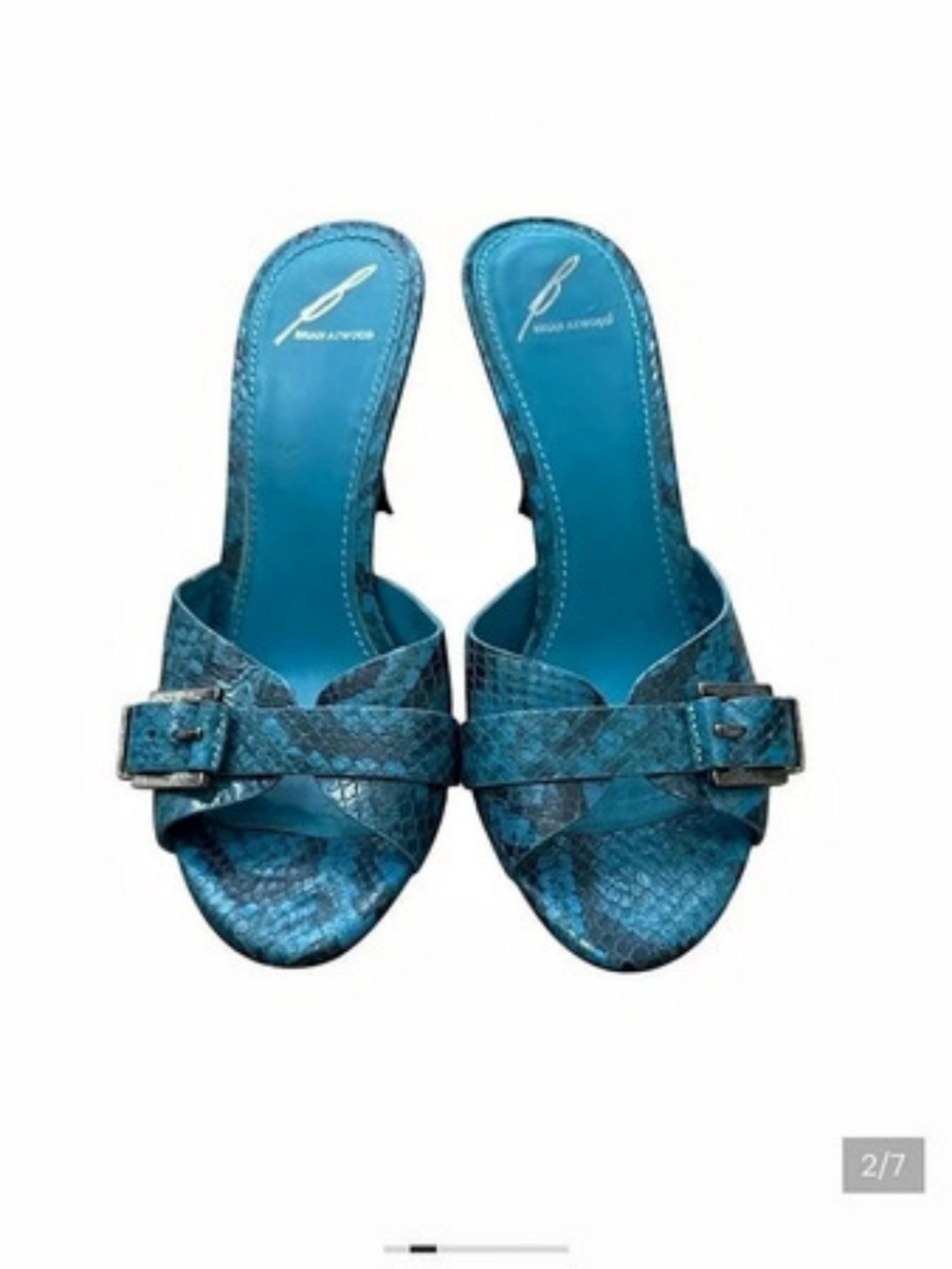 Brian Atwood Blue Animal Print Heels Size 10